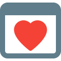 Favorite website with heart logotype under webpage template icon