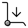 白い背景に分離された下矢印付きの外部荷物トロリー倉庫フレッシュ タル リビボ icon