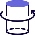 Three dimensional cylindrical model rotating in anticlockwise rotation icon