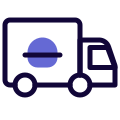 Food delivery truck with fast food layout icon