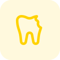 Tooth repair with chipped on side isolated on a white background icon