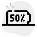 Fifty percent charged logotype isolated on white background icon