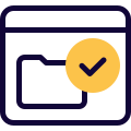 Landing page with verified folder application for web pages icon