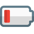 Phone Low battery power level indication isolated on a white background icon