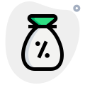 Earning report in percentage in a sack bag icon