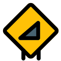 High terrains road signal on a hilly area icon