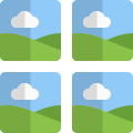 Square image block grids representing collage layout icon