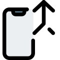 Cell phone with call merge up arrow icon