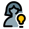 Female user with multiple ideas with lightning bulb logotype icon