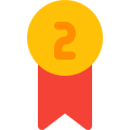 Second place single ribbon silver emblem layout icon