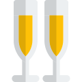 Pait of champagne flute shaped glasses filled icon