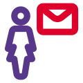 Mail send to businesswoman from company server icon