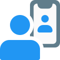 Business official call with client over a smartphone icon