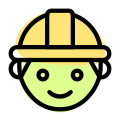 Construction worker face emoticon with safety helmet icon