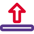 Upload processing bar with upwards arrow logotype icon