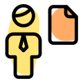 Businessman sharing a single file on an online server icon