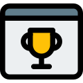 Achievement on web page with winning trophy icon