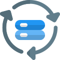 Database internal drive file syncing isolated on a white background icon