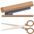 Stapler and scissors icon