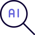 Artificial Intelligence program search online isolated on a white background icon