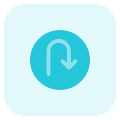 U-turn road side signal for traffic sign post icon