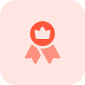 Online membership with crown and double ribbon icon