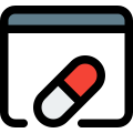 Online research on medication and its salt information on a website icon