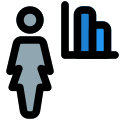 Line chart of the businesswoman with sales graph icon