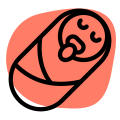 Newborn baby wrap in a cloth sleeping icon