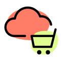 Online cloud connected e-commercing shopping website portal icon