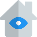 Structure under watch with a eye shaped Logotype isolated on a white background icon