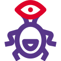 One eyed alien with twisted limbs layout icon