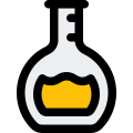 Oval shaped erlenmeyer with label stick to the bottle icon