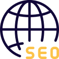 Seo search world isolated on a white background icon