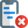 Delete content in a smartphone with crossed logotype icon