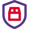 Parcel service with courier safety coverage plan layout icon