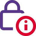 Locking info on a system isolated on a white background icon