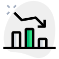 Bar chart with line graph in a decline icon