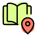 Location of a bookstore isolated on a white background icon