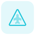 Triangular shape sign board with airplane logotype icon