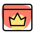 Premium website with crown logotype for subscription icon