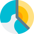 Earth crust layer with side cross-section layout icon