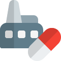 Big scale manufacturing of drugs industry layout icon