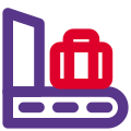 Airport bag checks at a conveyor belt system icon