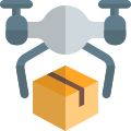 Fast and future parcel delivery by air drone icon