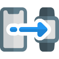 Smartphone to smartwatch media transfer arrow layout icon