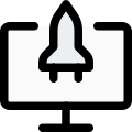 Powerhouse computer with rocket speed isolated on a white background icon