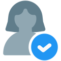 Check mark on a natural user for authentication and approval icon