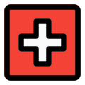 Family care hospital with plus logotype layout icon