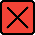 Cross sign in box for decline, isolated in a white background. icon